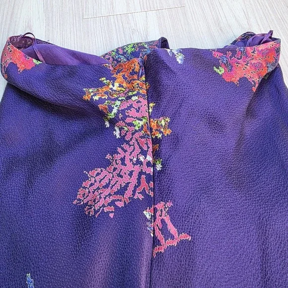 Halston Heritage Woman's Silk Dress Size 4 Twist‎ Front Halter Midi Floral Blue - Picture 12 of 13